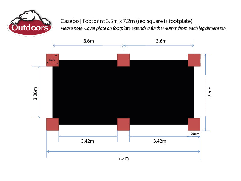 Outdoors Gazebo 3.5m x 7.2m