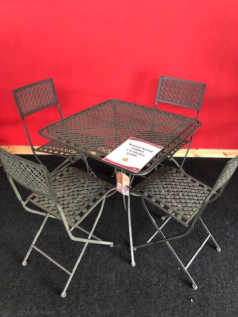 Metal Table & Four Chair Set